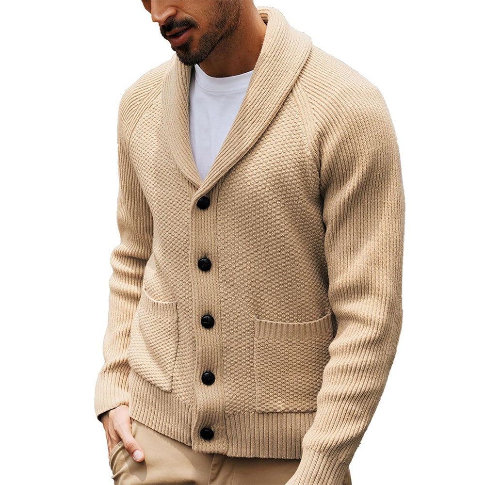 Herren Strickjacke mit strukturiertem Design und praktischem Schalkragen Drune
