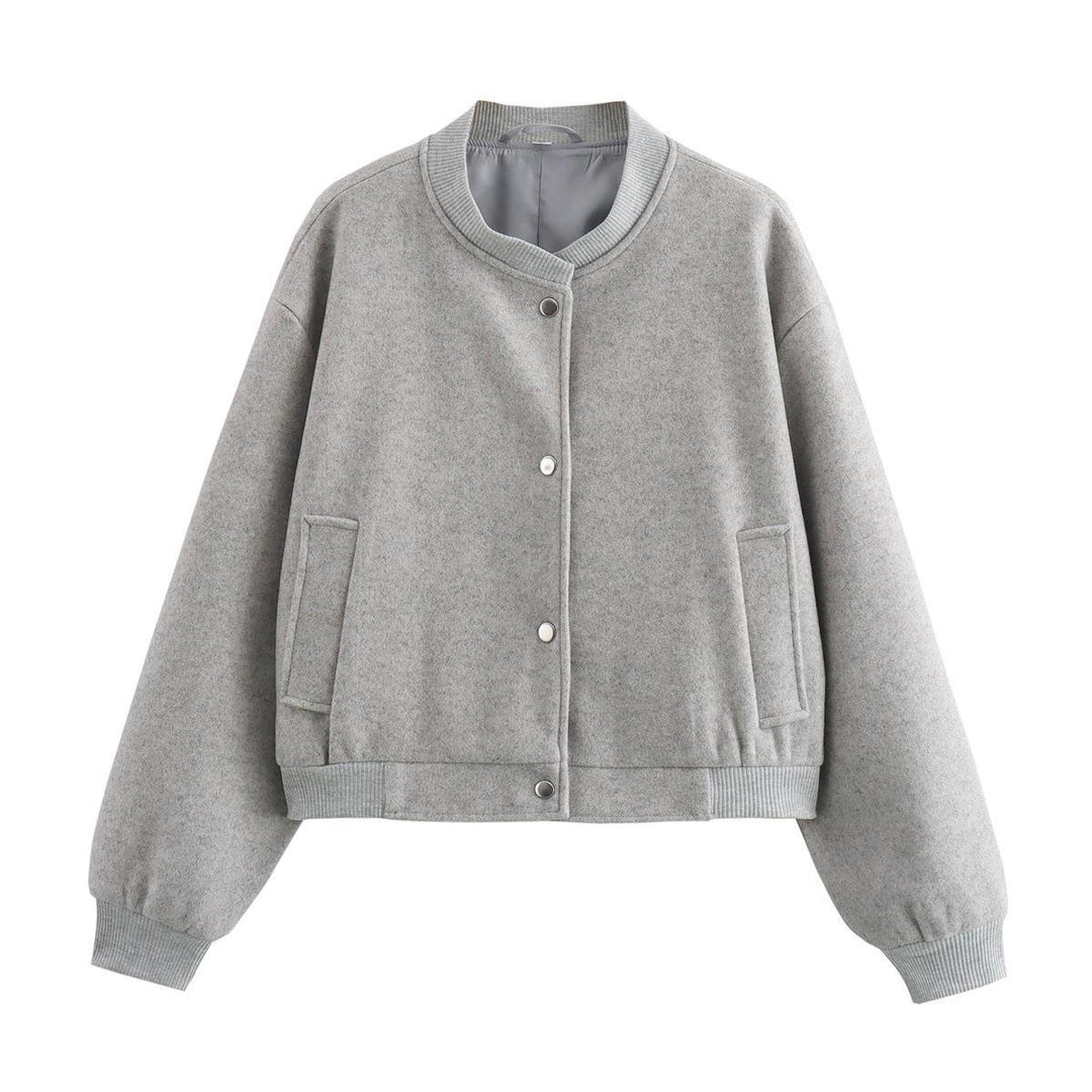 Damen sportliche Bomberjacke mit seitlichen Eingrifftaschen und elastischen Bündchen Drune