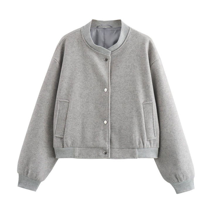 Damen sportliche Bomberjacke mit seitlichen Eingrifftaschen und elastischen Bündchen Drune
