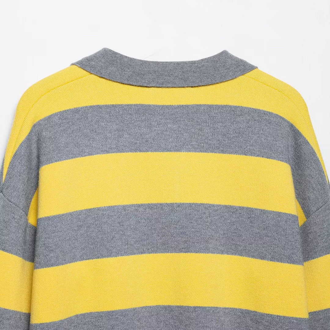 Damen lässiger Pullover mit modernem Kragen und auffälligen Streifen Drune