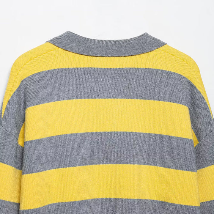 Damen lässiger Pullover mit modernem Kragen und auffälligen Streifen Drune