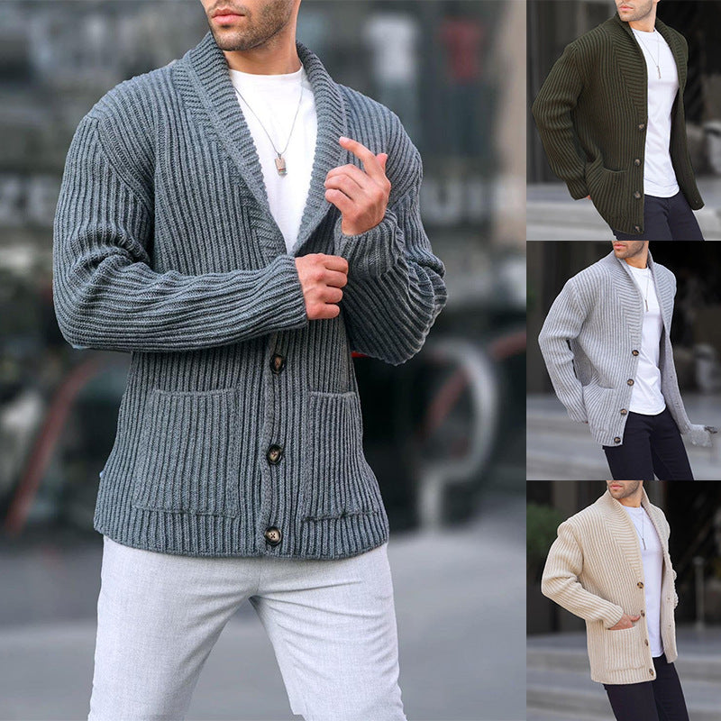 Herren Strickjacke mit tiefem Ausschnitt und knöpfen Drune