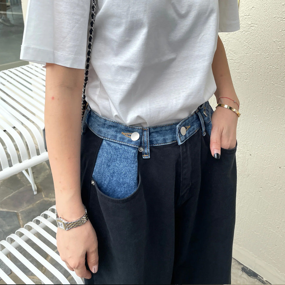 Damen Hochtaillierte Cargo-Jeans mit Denim-Details Drune