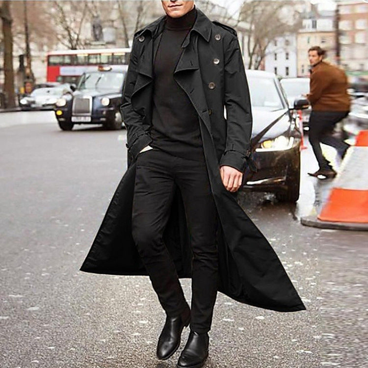 Herren Trenchcoat mit doppelter Knopfleiste und urbanem Design Drune