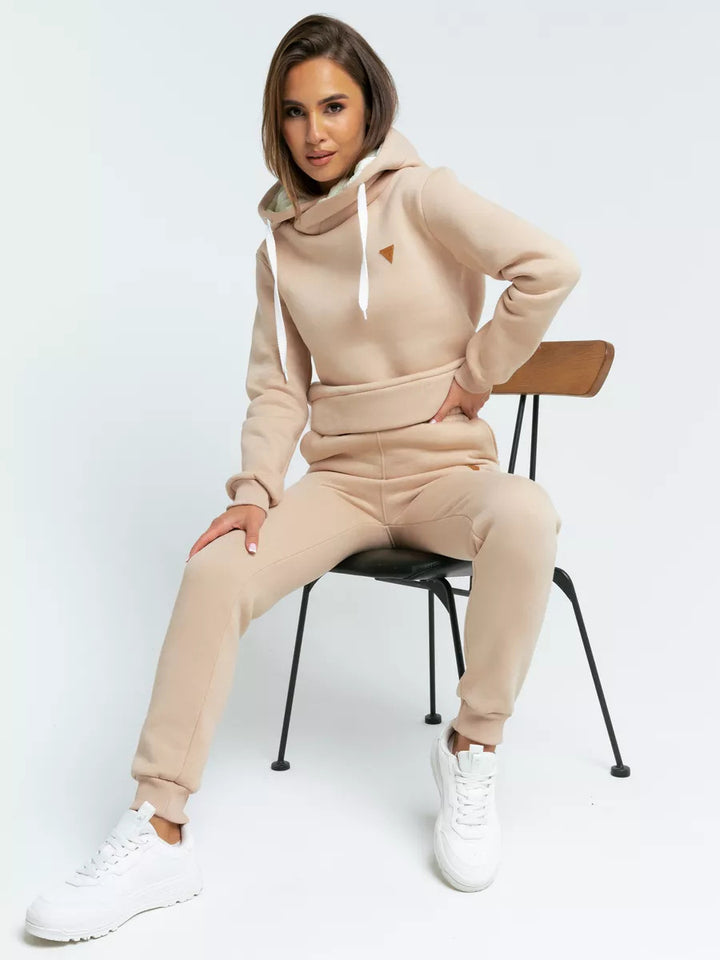 Damen Sportliches Hoodie-Set mit hohem Kragen Drune