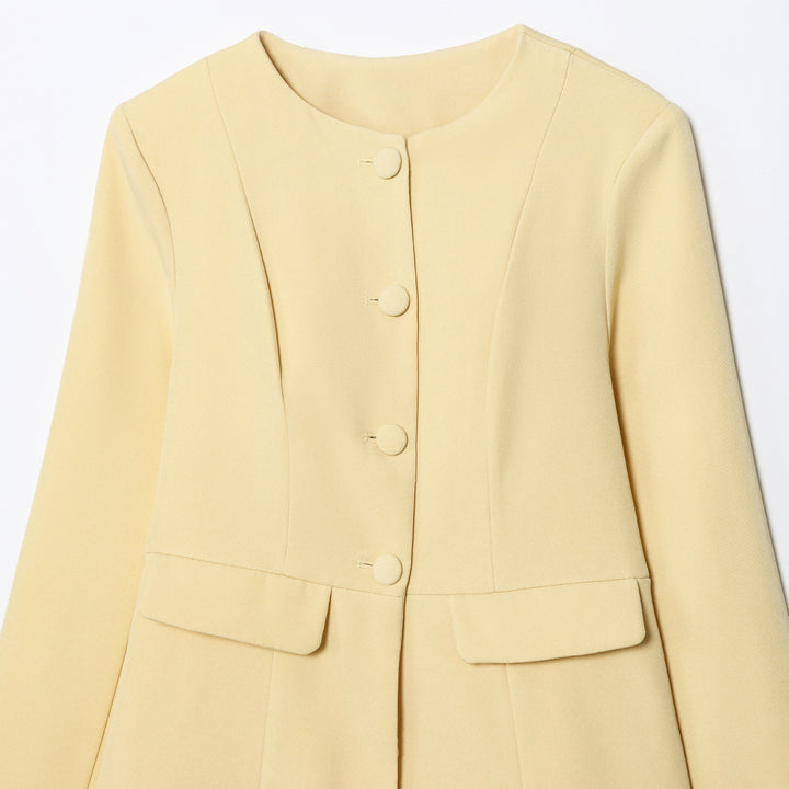 Damen elegante Blazerjacke mit vertieften Taschen und feinen Knopfdetails Drune