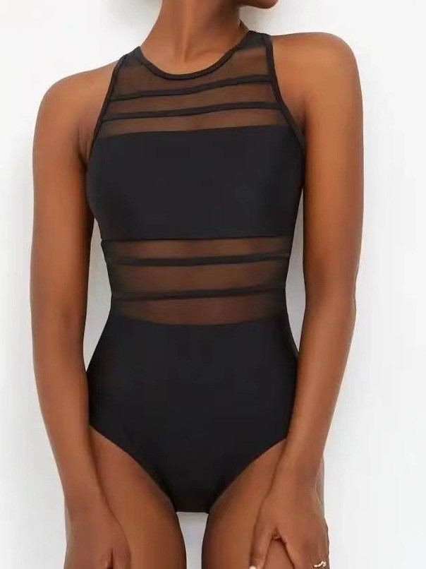 Damen Sportlicher Einteiler mit transparenten Einsätzen Drune