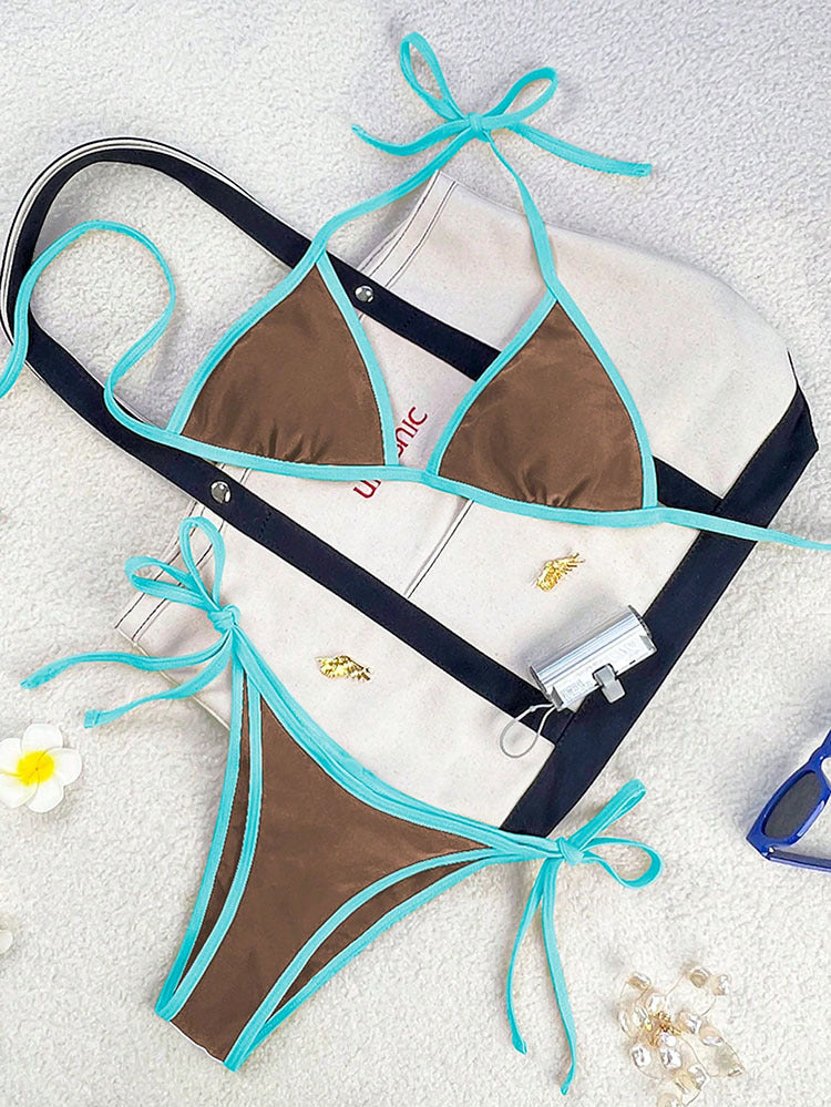Damen Triangel-Bikini mit verspielten Schleifendetails Drune