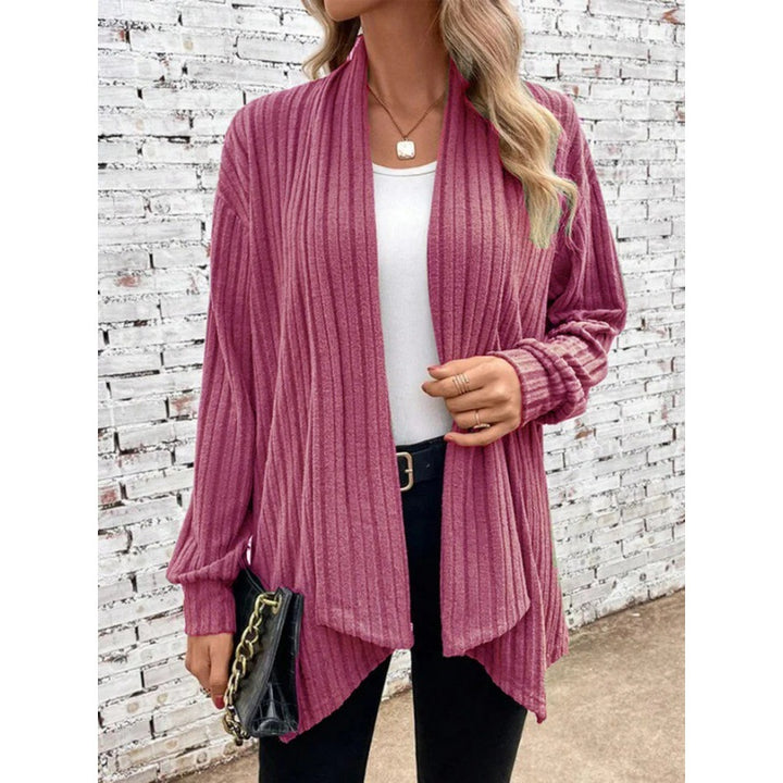 Damen Gestreifter Cardigan mit offenem Schnitt und langen Ärmeln Drune