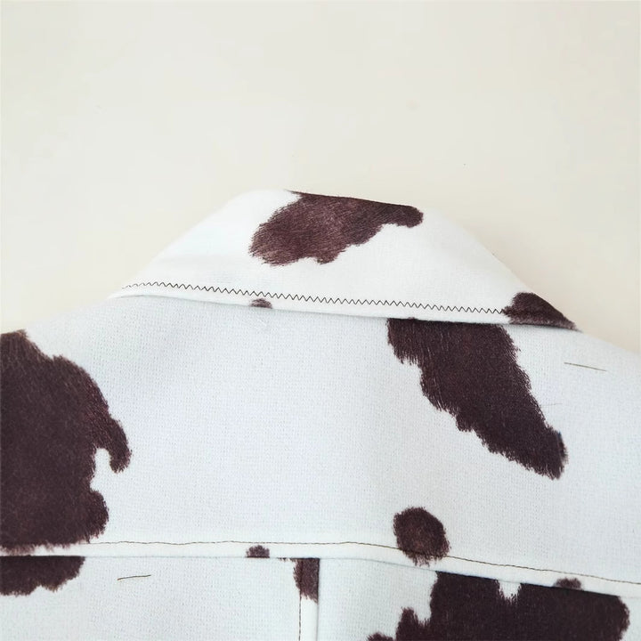 Damen Modische Kunstlederjacke im kreativen Fleckenmuster Drune