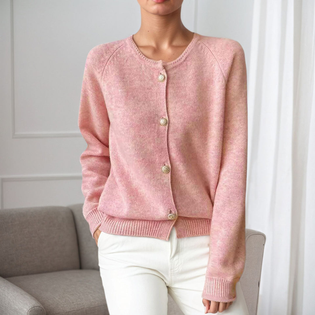 Damen kuscheliger Strickcardigan mit Knopfdetails und elastischen Bündchen Drune