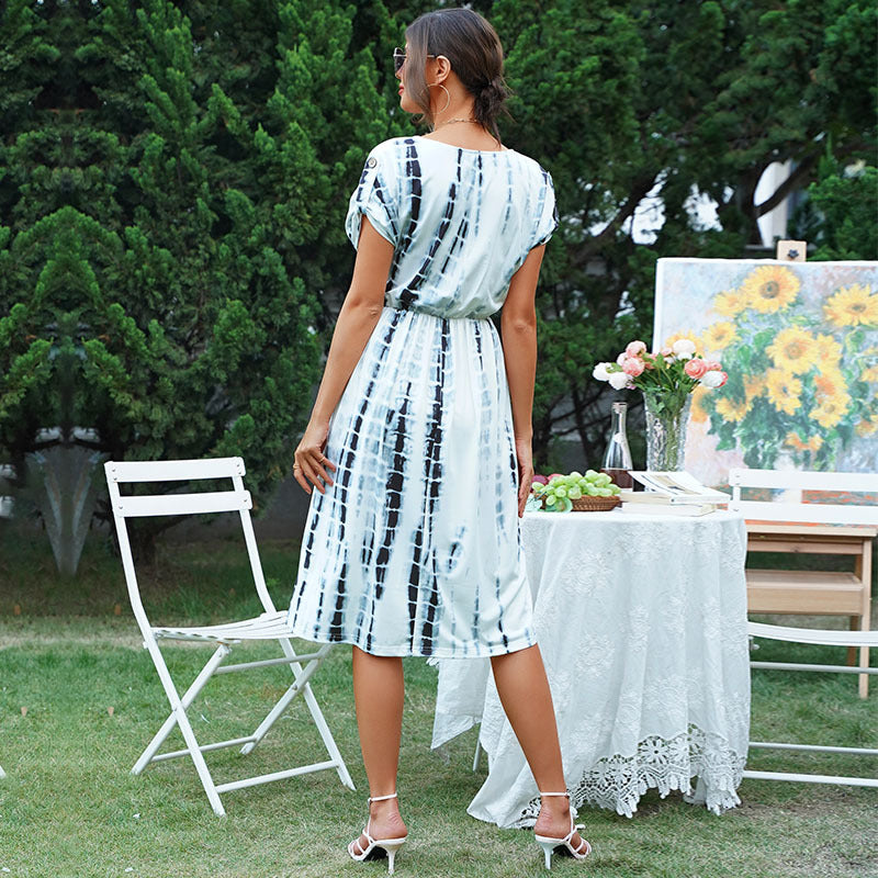 Damen Sommerliches Wickelkleid mit modischem Tie-Dye-Muster Drune