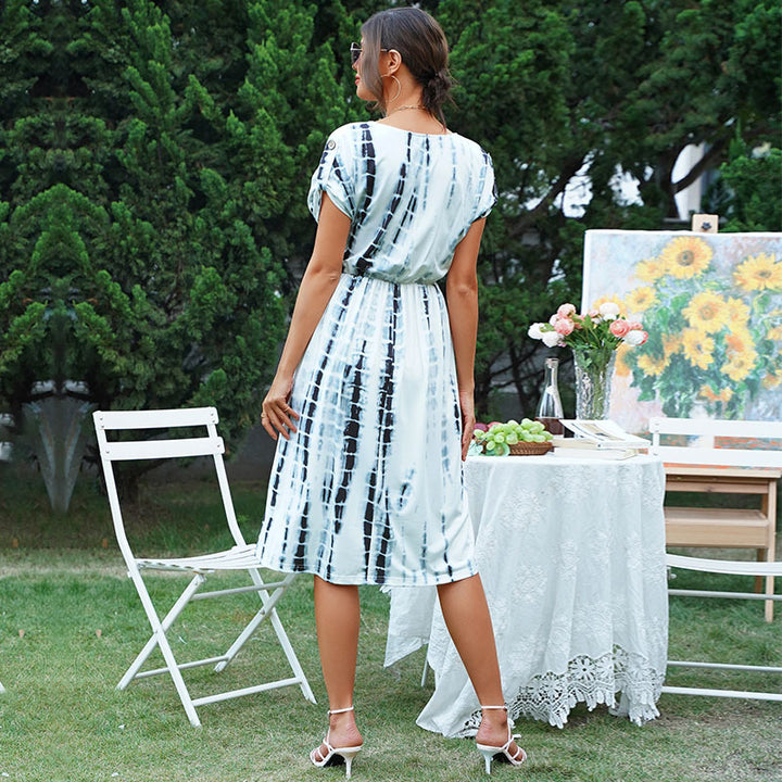 Damen Sommerliches Wickelkleid mit modischem Tie-Dye-Muster Drune