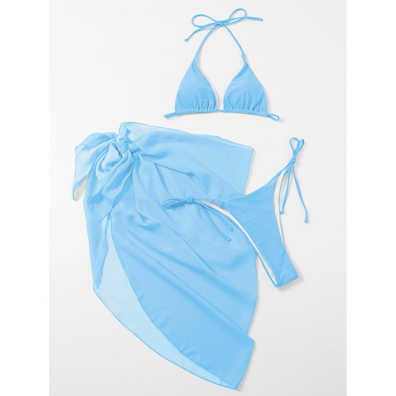 Damen Triangel-Bikini-Set mit leichtem Sarong Drune