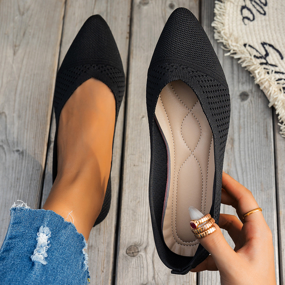 Damen Ballerinas mit kreativem Hahnentrittmuster und flexiblem Fußbett Drune