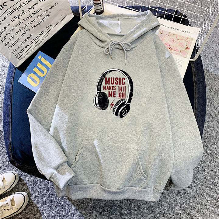 Damen Kapuzenpullover mit kreativem Musik-Design Drune