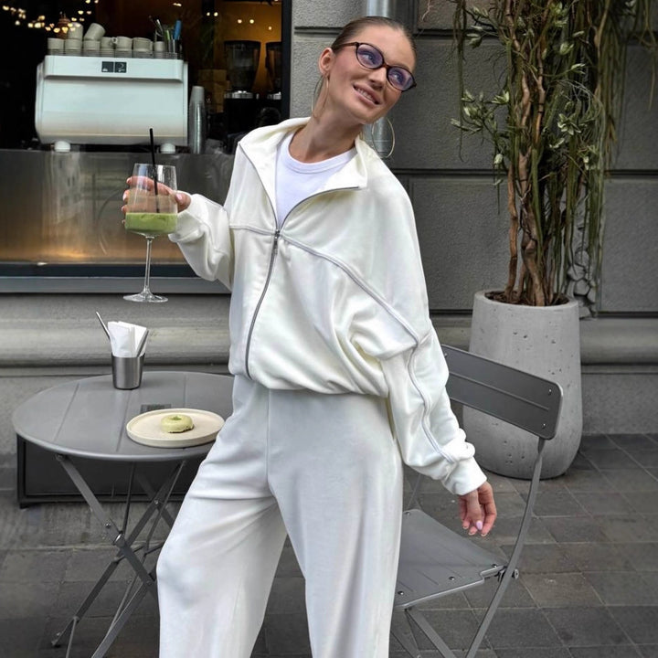 Damen Softes Relaxed-Fleece-Set mit hohem Bund Drune