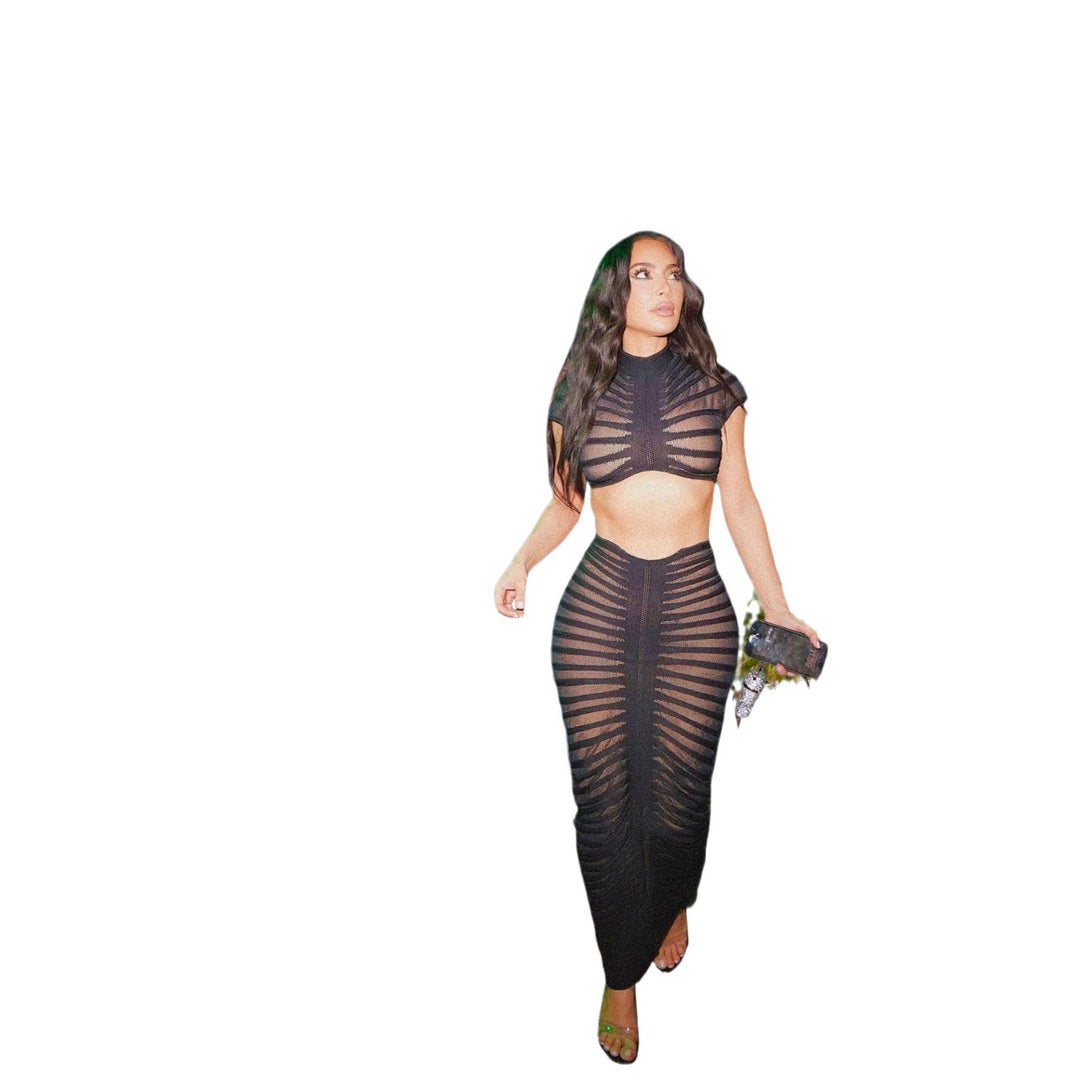 Damen Figurbetontes Crop-Top und Rock-Set Drune