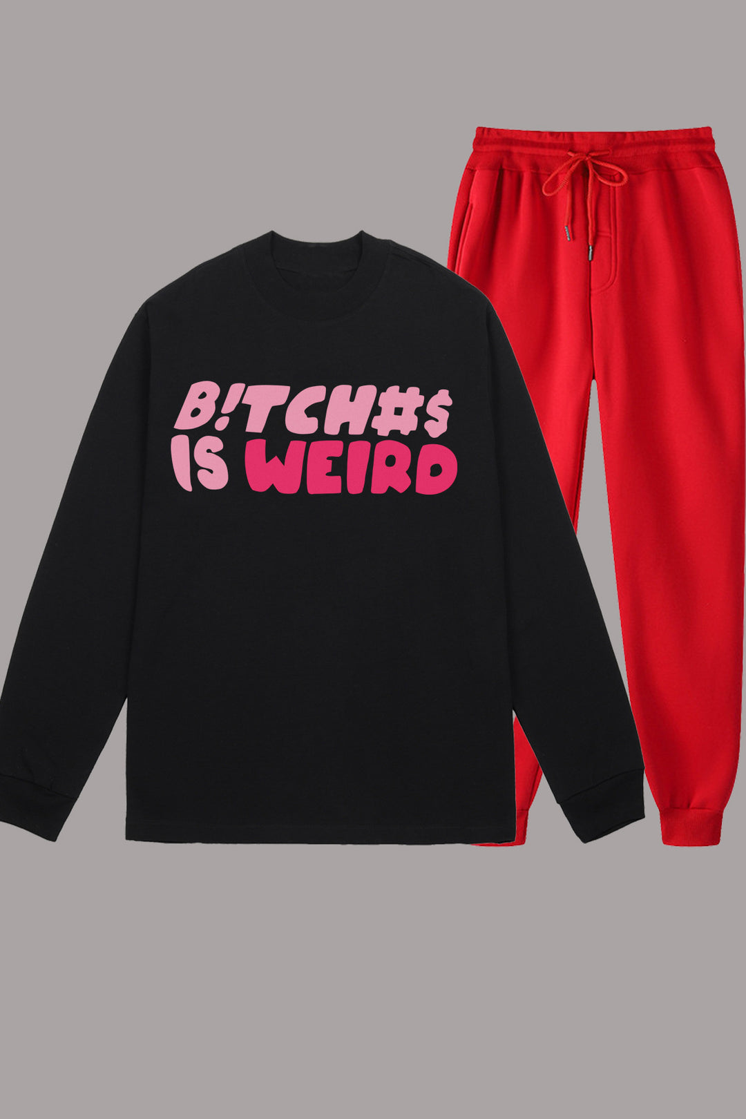 Damen lässiges Sweatshirt- und Jogginghose-Set mit auffälligem Statement Drune