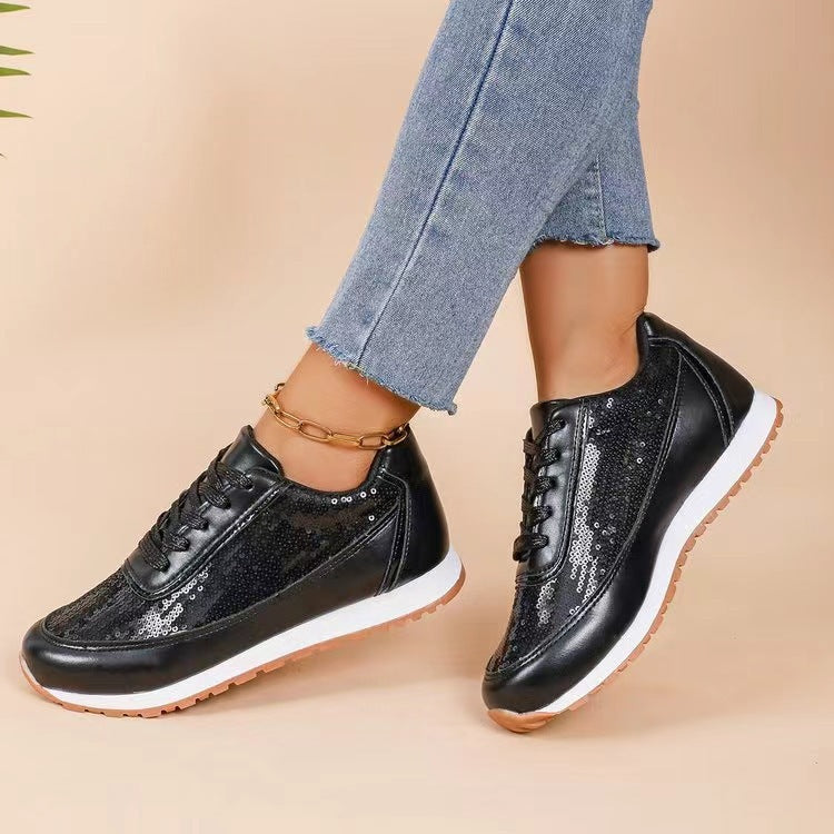 Damen modische Sneaker mit schimmerndem Obermaterial und rutschfester Sohle Drune