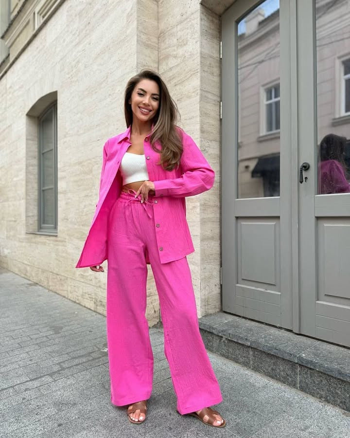 Damen modische weit geschnittene Jacke und Hose Set Drune