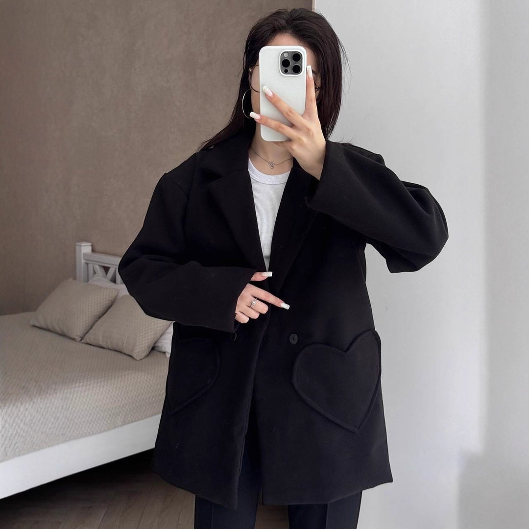 Damen modischer Oversized-Mantel mit großzügigen Taschen und Revers Drune