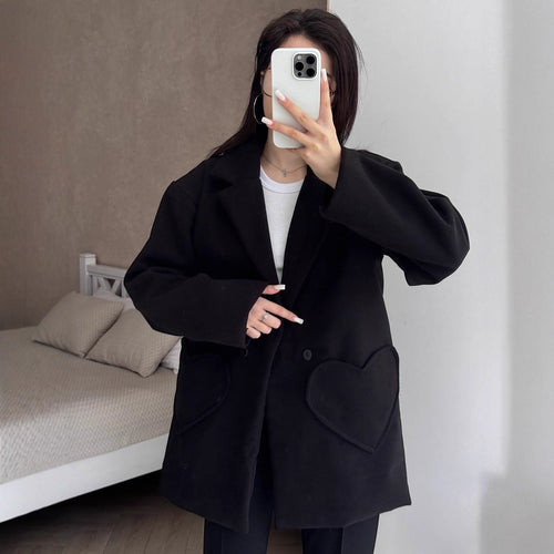 Damen modischer Oversized-Mantel mit großzügigen Taschen und Revers Drune