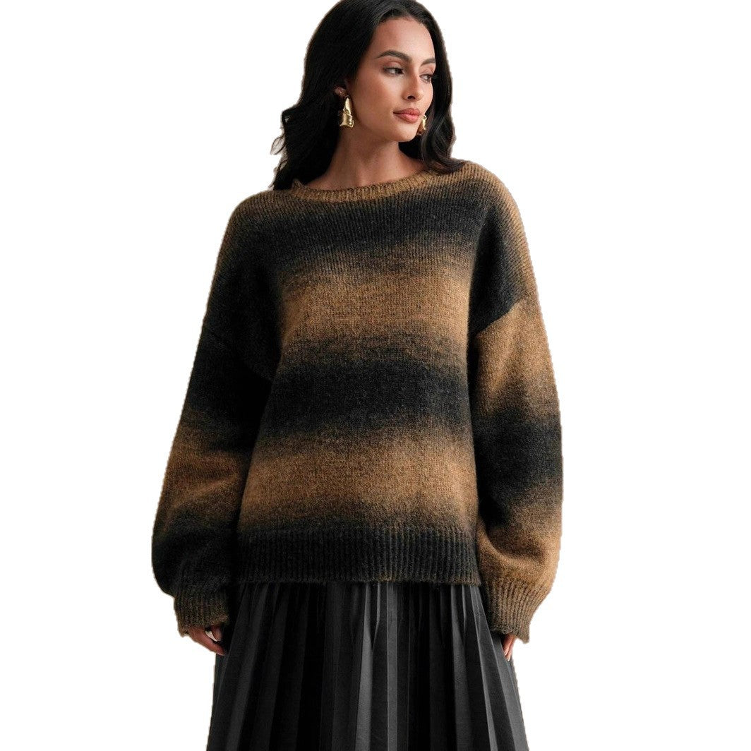 Damen Grob gestrickter Pullover mit sanftem Farbverlauf Drune