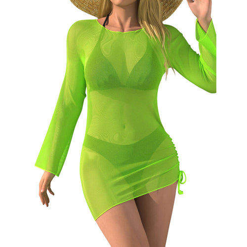 Damen Strandkleid mit transparenten Ärmeln Drune