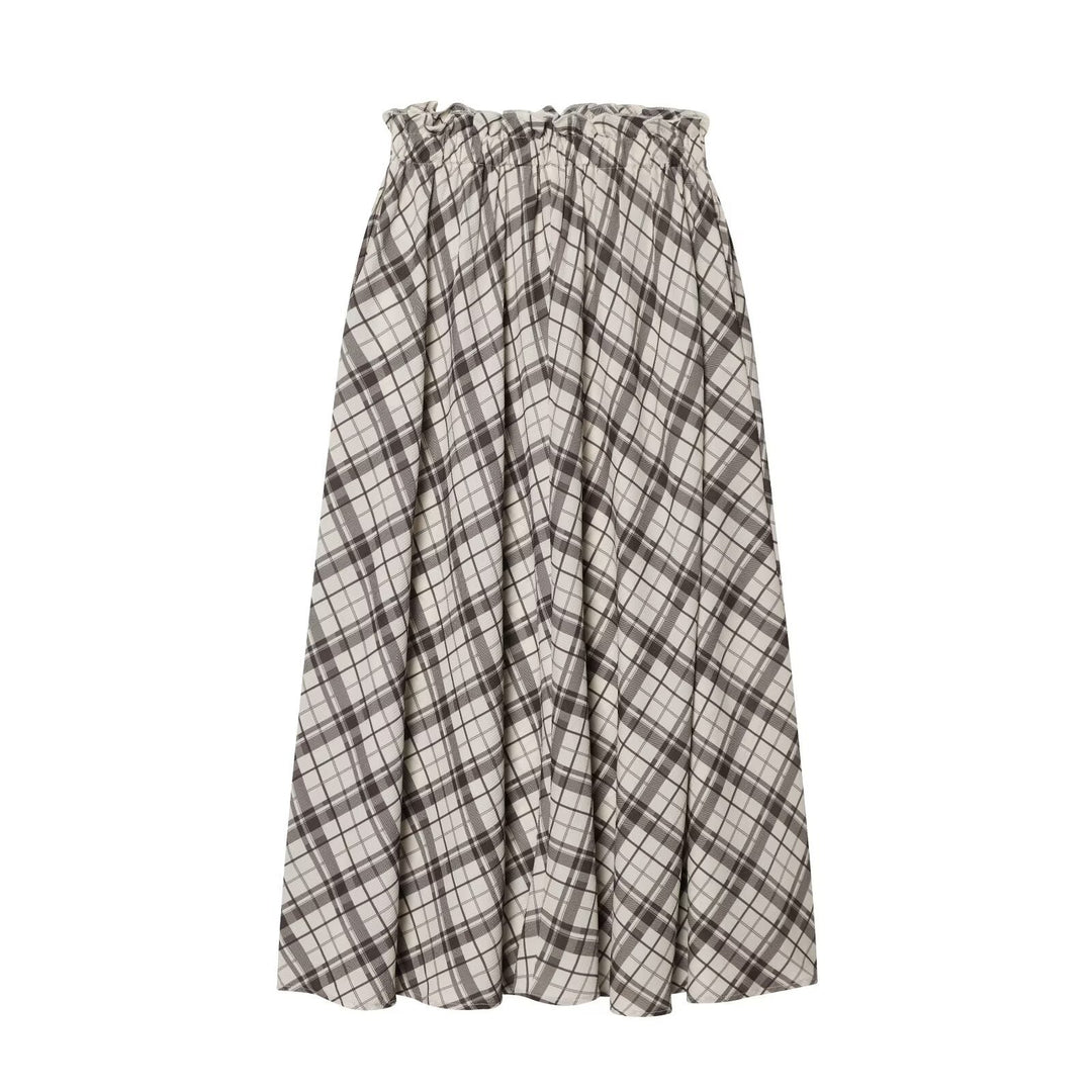Damen Maxirock mit lässigem Kordelzug und karierter Musterung Drune