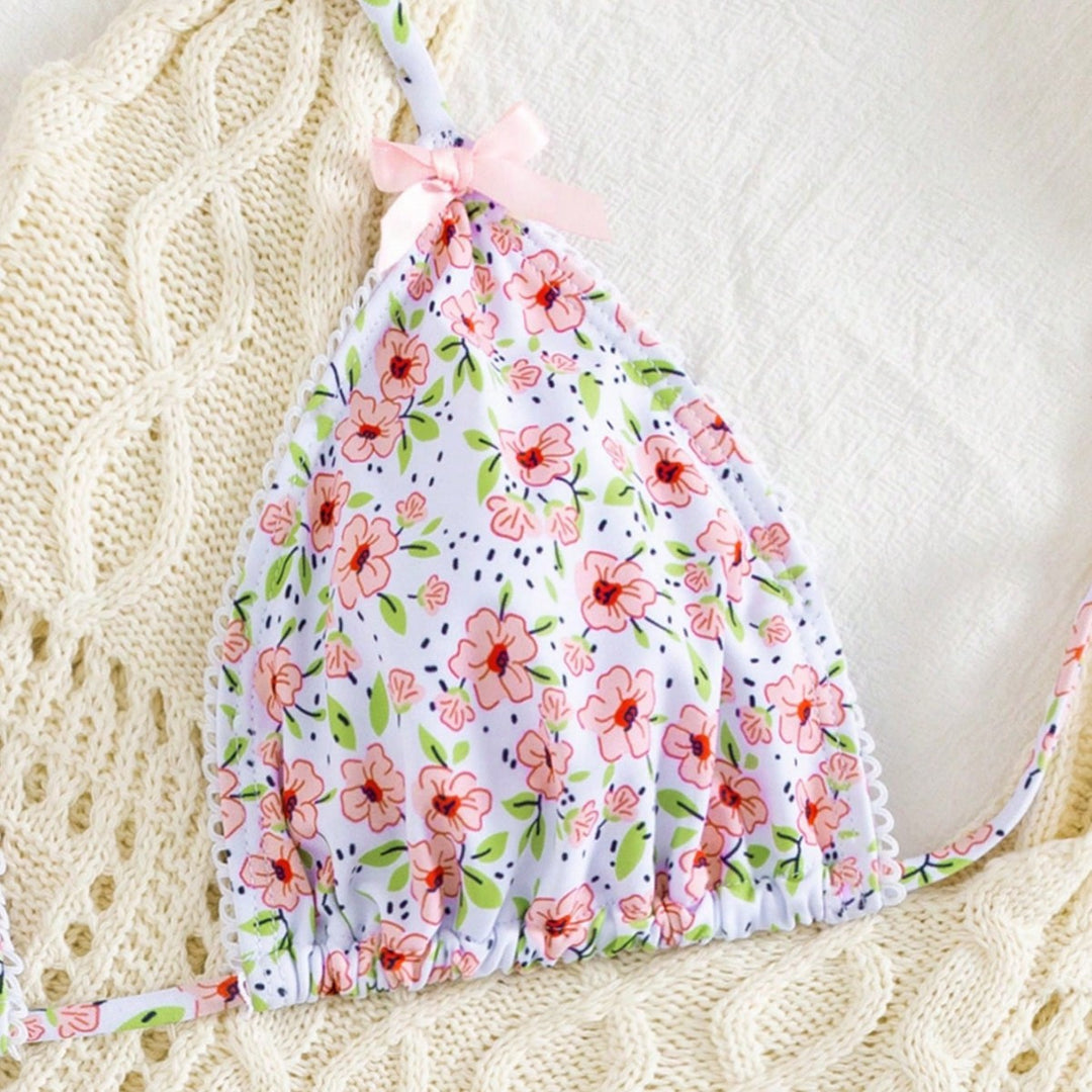 Damen Triangel-Bikini mit floralem Muster und vielseitigem Höschen Drune