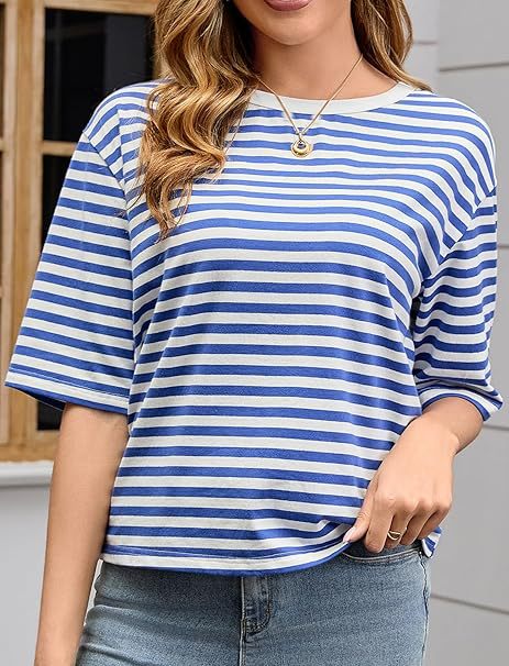 Damen lässiges Streifen-T-Shirt Drune