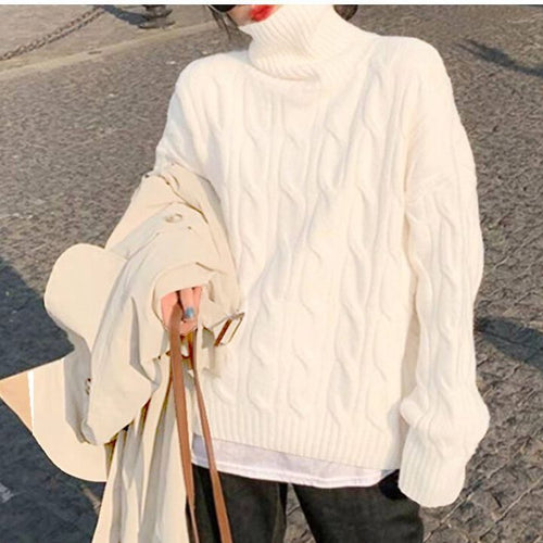 Damen Strickpullover mit hohem Kragen Drune