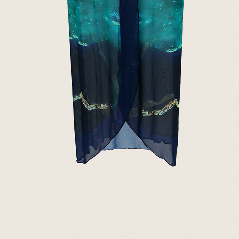 Damen Einteiler Badeanzug mit transparentem Wickelrock Drune