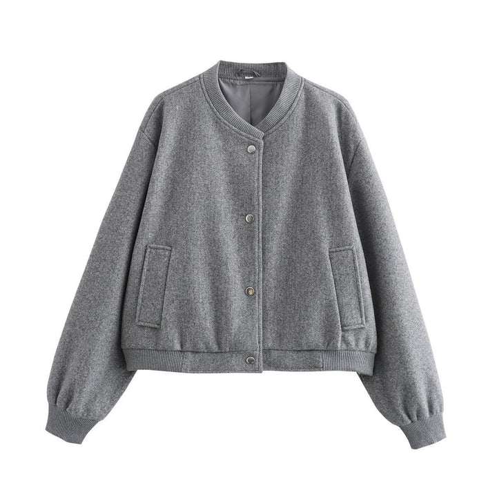Damen sportliche Bomberjacke mit seitlichen Eingrifftaschen und elastischen Bündchen Drune