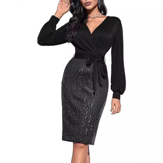 Damen Wickelkleid mit glitzerndem Rock Drune