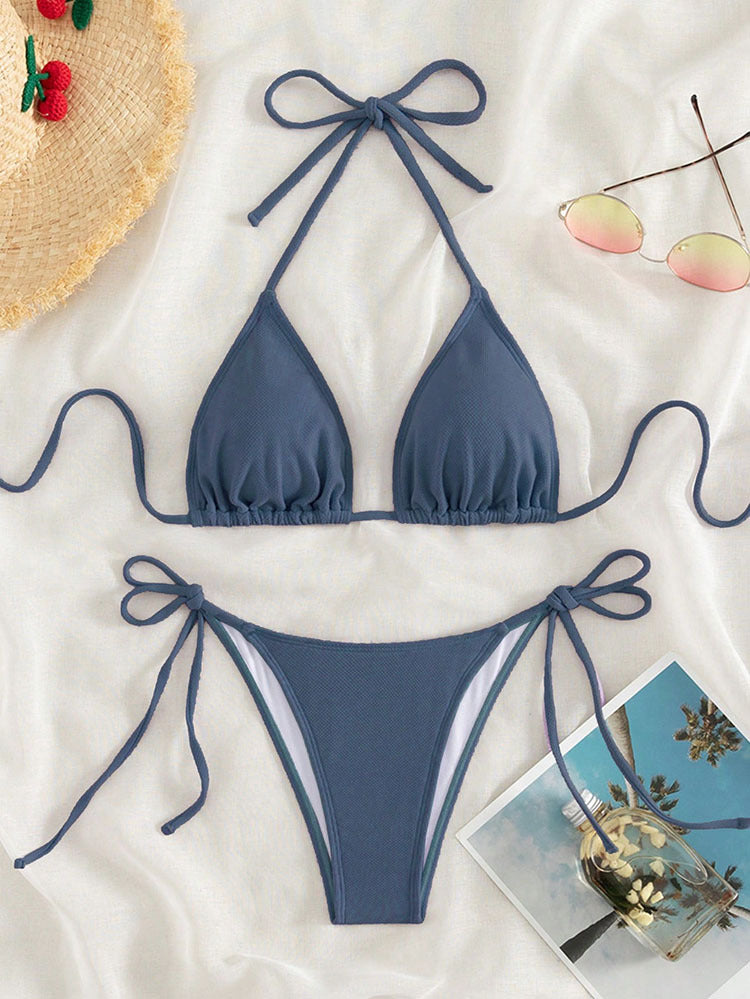 Damen Triangel-Bikini mit verstellbaren Trägern und Seitenbindebändern Drune