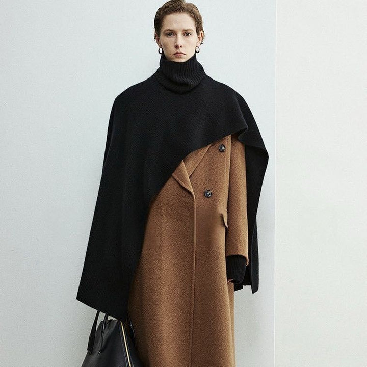 Damen eleganter und moderner Poncho mit extragroßen Kragen Drune