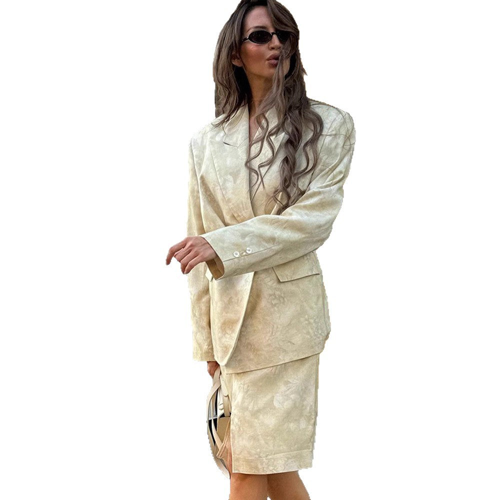 Damen eleganter Blazer mit tailliertem Schnitt und geschmeidiger Textur Drune