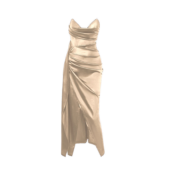 Damen figurbetontes Abendkleid mit asymmetrischem Saum und elegantem Schnitt Drune