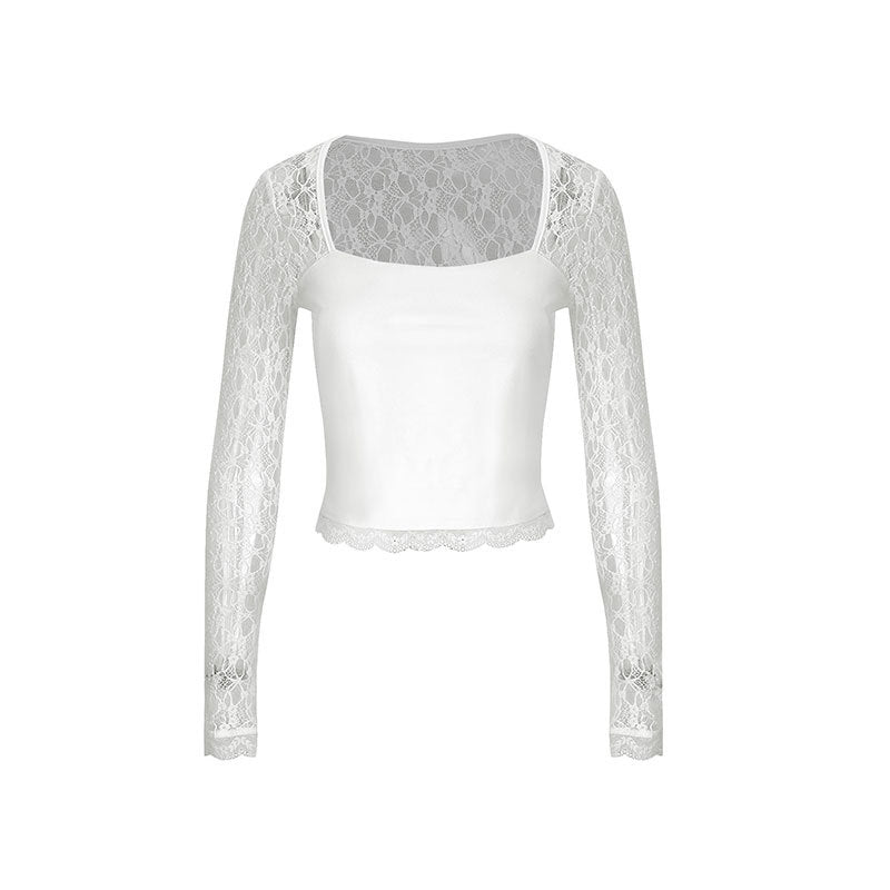 Damen Spitzentop mit langen Ärmeln und elegantem Schnitt Drune