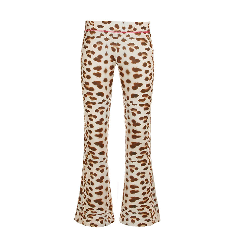 Damen Flared-Hose mit modernem Leopardenmuster Drune
