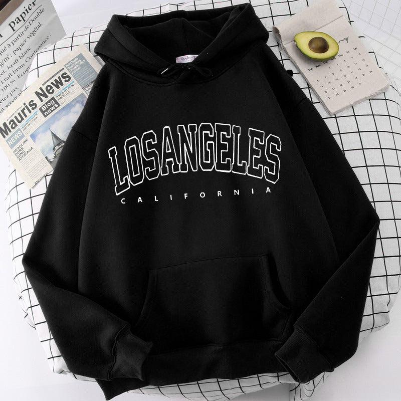 Damen Kapuzenpullover mit modernem Los Angeles Print und weitem Schnitt Drune
