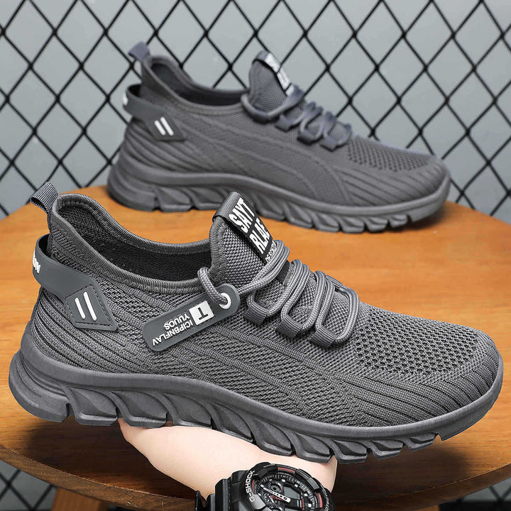 Herren nan atmungsaktiver Strick-Chunky-Sneaker mit elastischem Einstieg, stabiler Dämpfungssohle und Zuglasche Drune