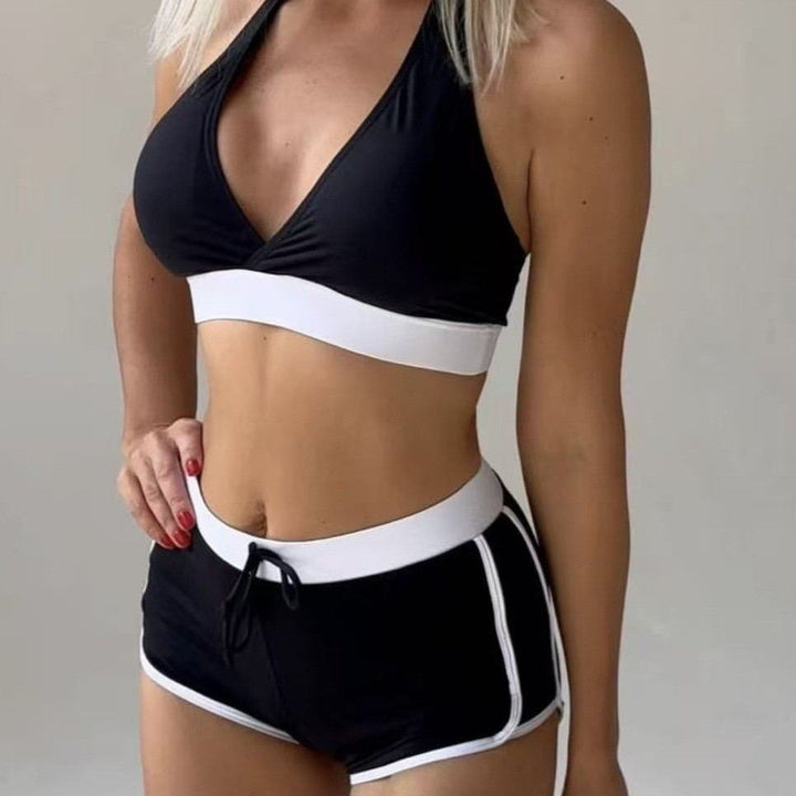 Damen Sport-Bikini-Set mit verstellbarem Oberteil und hoher Bundhöhe Drune