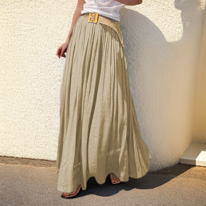 Damen Maxi-Rock mit fließendem Schnitt und elastischem Taillenbund Drune