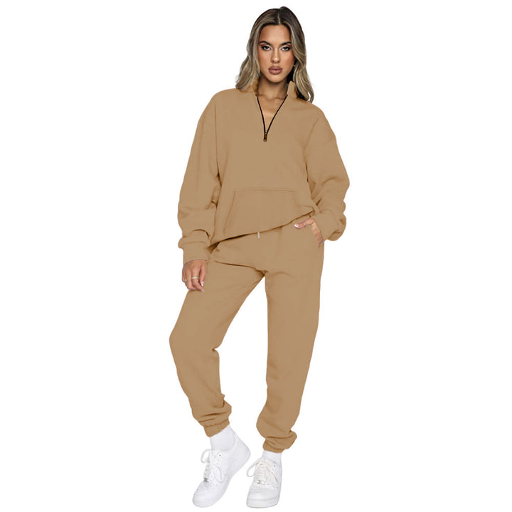 Damen Sportliches Set mit hohem Kragen und Taschen Drune