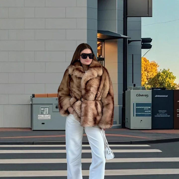 Damen Luxuriöse Kunstpelzjacke mit eleganter Silhouette Drune