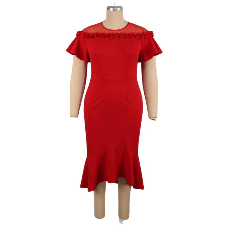 Damen Elegantes Kleid mit floralem Akzent und schwingendem Saum Drune