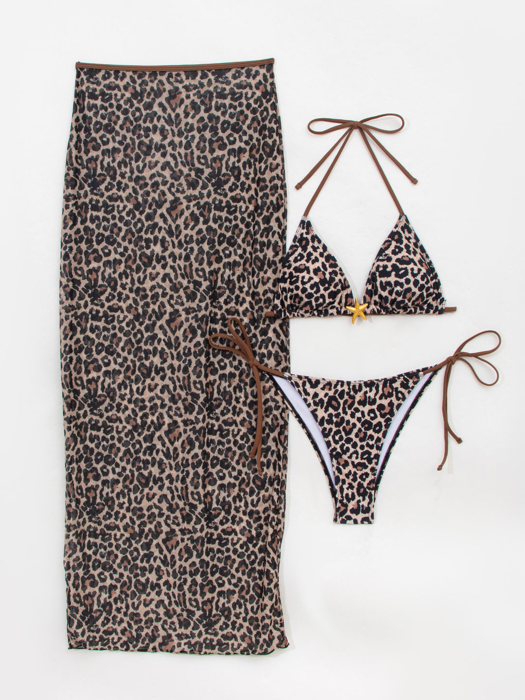Damen Triangel-Bikini mit elegantem Wickelrock und tierischem Muster Drune